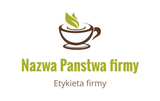Nowoczesny projekt logo filiżanki kawy z zielonymi liśćmi na górze
