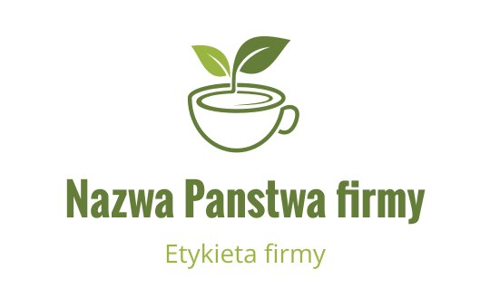 Nowoczesne logo filiżanki w kolorze zielonym z liśćmi wyrastającymi z góry