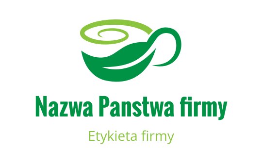 Nowoczesny zielony projekt logo z wirującym kubkiem i elementami liści