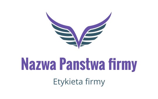 Stylowy projekt logo z fioletowymi skrzydłami nad wyraźnym tekstem