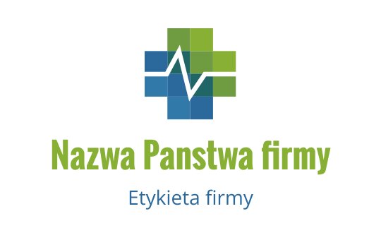 Nowoczesny projekt logo z zielonym i niebieskim krzyżem oraz linią tętna