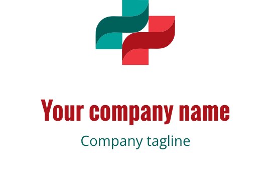 Odważny projekt logo z turkusowymi i bordowymi kształtami geometrycznymi