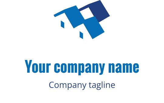 Nowoczesne niebieskie logo z geometrycznym wzorem i nakładającymi się kształtami