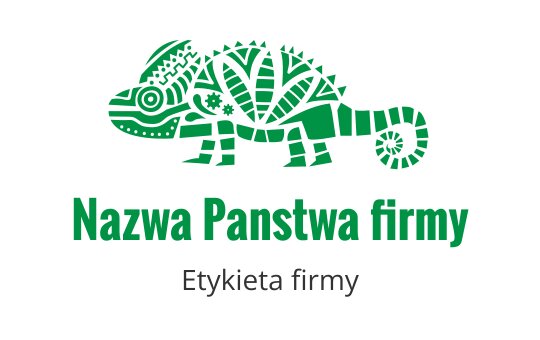Kreatywne logo chameleona z misternymi wzorami liści w zieleni