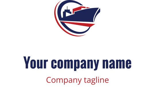 Odważne czerwone i granatowe logo z sylwetką stylizowanej łodzi