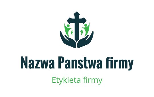 Nowoczesny projekt logo z krzyżem i dłońmi w zielonych akcentach