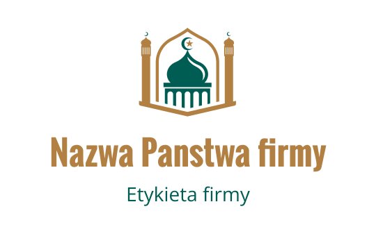 Elegancki projekt logo z meczetem, zieloną kopułą i złotymi akcentami