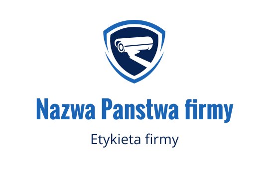 Logo tarczy z kamerą bezpieczeństwa w odcieniach niebieskiego