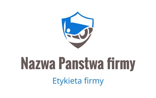 Logo tarczy z stylizowanym okiem w kolorze niebieskim i brązowym