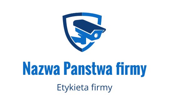 Logo tarczy z kamerą bezpieczeństwa w odcieniach niebieskiego