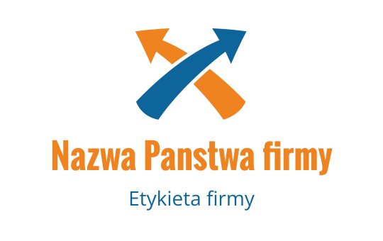 Dynamiczny projekt logo z przecinającymi się strzałkami w niebieskim i pomarańczowym