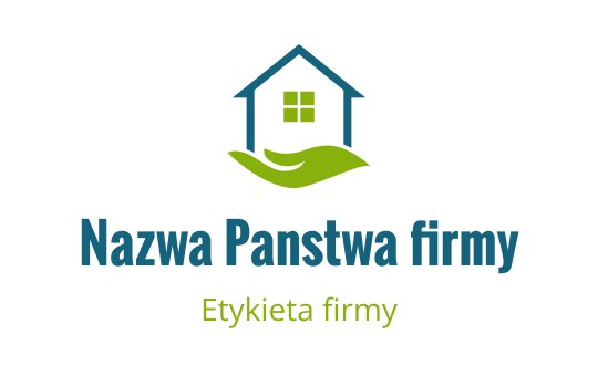 Nowoczesne logo domu z zielonymi liśćmi i niebieskimi akcentami