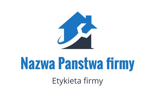 Nowoczesne niebieskie logo domu z stylizowanym dachem i kluczowym elementem