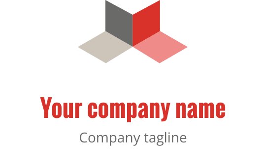 Nowoczesny projekt logo geometrycznego z nakładającymi się czerwonymi i szarymi kształtami