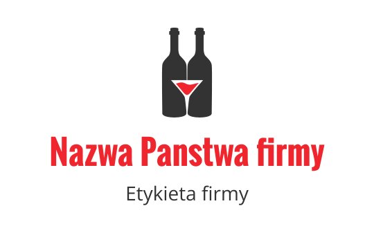 Stylowe logo z dwoma butelkami i czerwonym kieliszkiem martini
