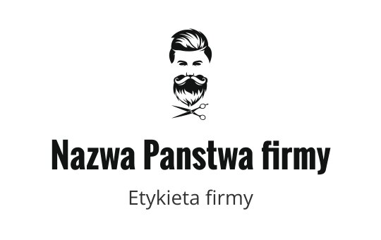 Stylizowane logo przedstawiające brodatego mężczyznę z nożyczkami