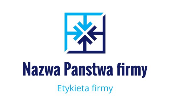 Nowoczesne niebiesko-skalne logo z geometrycznymi kształtami i centralnym symbolem