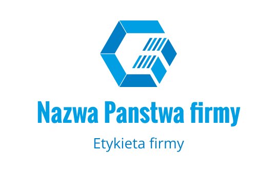 Nowoczesny projekt logo w kształcie heksagonu w niebieskim kolorze z kształtami geometrycznymi