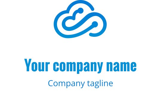 Nowoczesne niebieskie logo chmury z płynącymi liniami i krzywymi