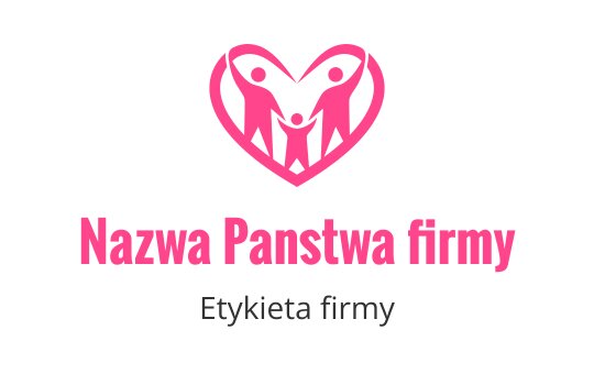 Logo w kształcie serca z dwoma dorosłymi i dzieckiem w różowym