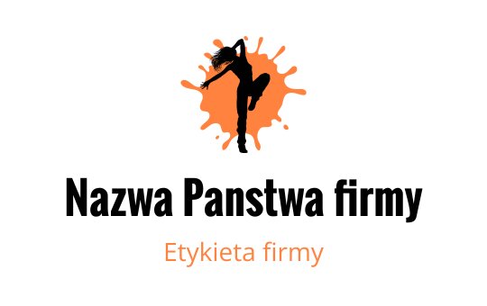 Dynamiczny projekt logo z sylwetką tancerza i pomarańczowymi elementami