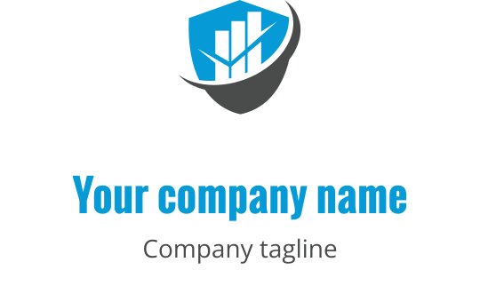 Profesjonalne niebiesko-szare logo z abstrakcyjnymi elementami finansowymi