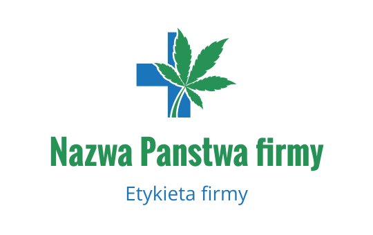 Nowoczesny projekt logo z zielonym liściem i niebieskim krzyżem