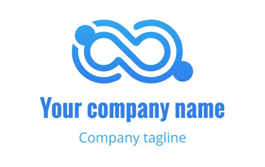 Nowoczesne niebieskie logo nieskończoności z okrągłymi elementami