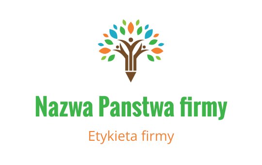 Kolorowe logo drzewa z liśćmi i pniem w kształcie ołówka