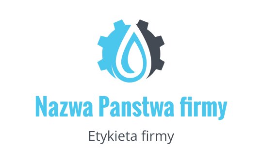 Nowoczesny projekt logo z niebieską kroplą wody i elementami zębatymi