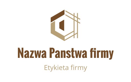 Nowoczesny projekt logo w kształcie heksagonu z brązowymi i beżowymi elementami geometrycznymi