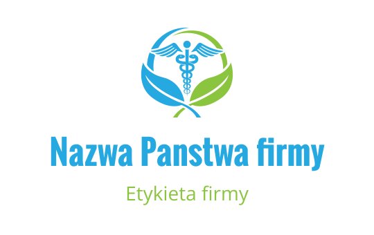 Nowoczesny projekt logo z kaduceuszem otoczonym zielonymi liśćmi