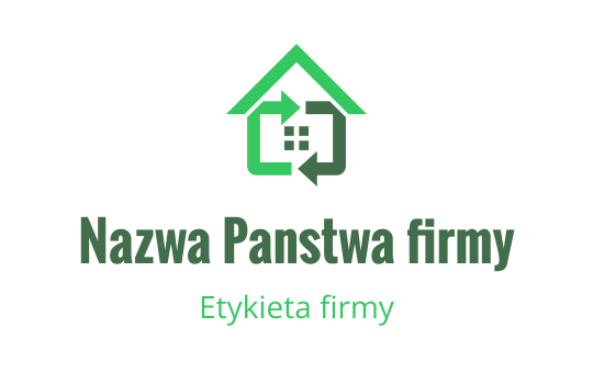 Nowoczesne logo domu w kolorze zielonym z strzałkami i wzorem siatki