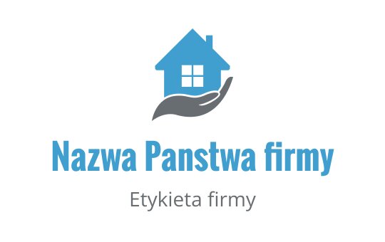 Nowoczesne logo domu z niebieskim dachem i elementem ręki