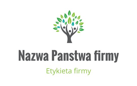 Nowoczesne logo drzewa z żywymi zielonymi liśćmi i postaciami ludzkimi