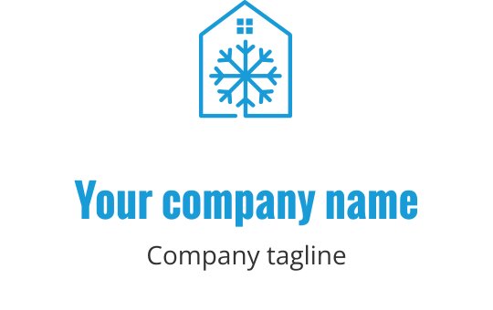 Nowoczesne niebieskie logo z stylizowaną jednostką klimatyzacyjną