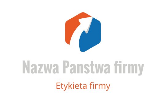 Nowoczesny heksagonalny projekt logo z wznoszącą się strzałką w pomarańczowym i niebieskim