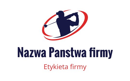 Dynamiczny projekt logo z golfistą w akcji i okrągłym czerwonym akcentem