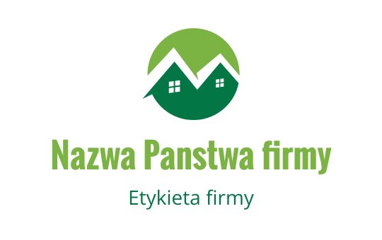 Nowoczesny zielony projekt logo z dwiema stylizowanymi domami i okrągłym tłem